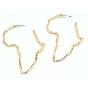 Africa Shaped Gold Tone Hoop Earrings For Women